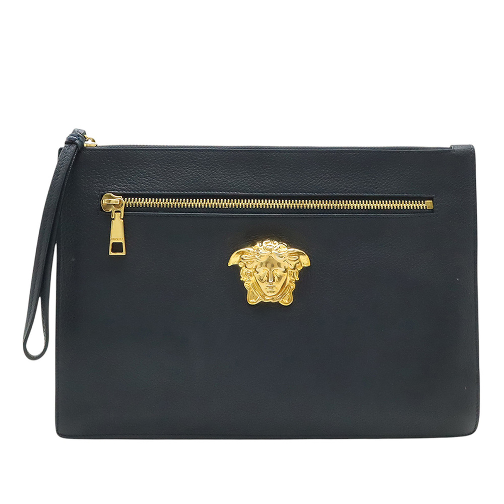 Pre-Loved Versace Large La Medusa Palazzo Leather Clutch